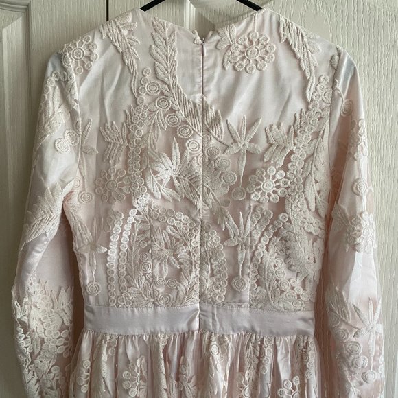 Blush Floral Lace Long Sleeve Evening Dress - Picture 6 of 8